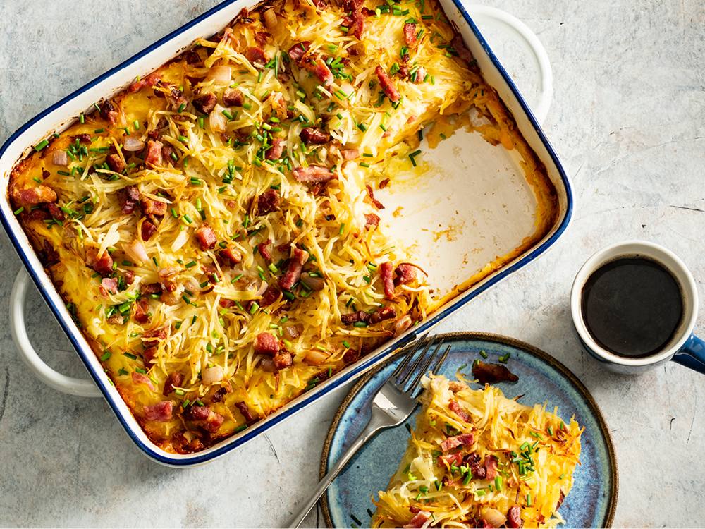 American Hash Brown Casserole with Bacon and Cheddar